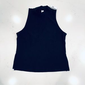 Old Navy: Powersoft Go-Dry Mockneck Sleeveless Ribbed Top : Black : S